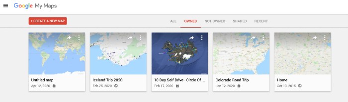 Create a new map in Google My Maps