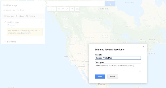 Name your map in Google My Maps